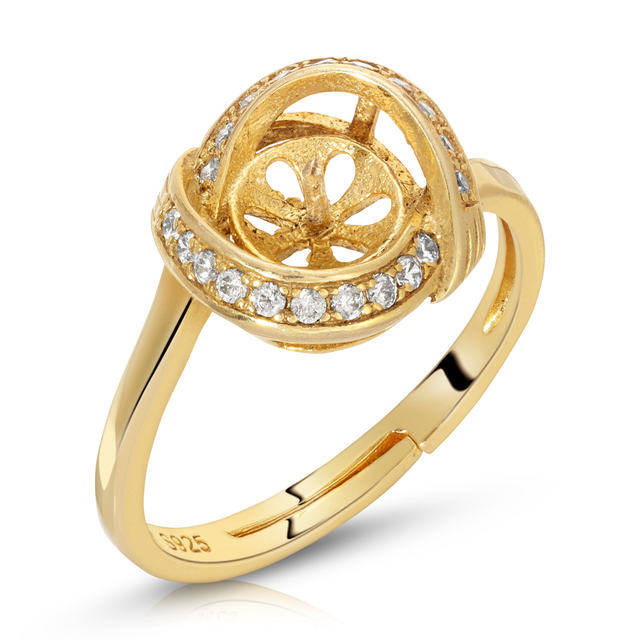 Gold Ring with a Pearl and Diamonds - Maleku Jewelry